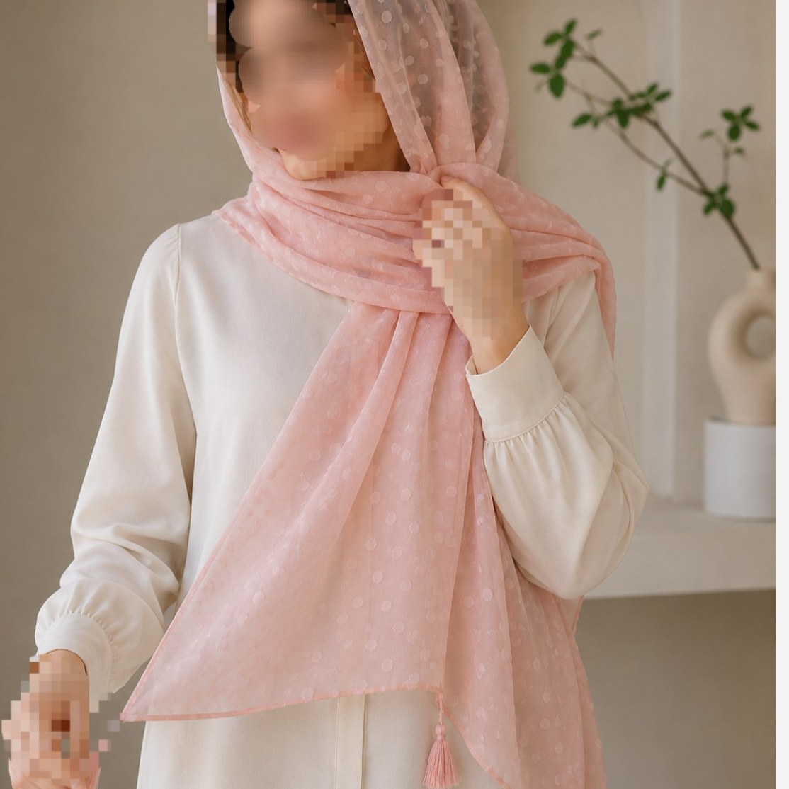 شال زنانه حریر گل برجسته