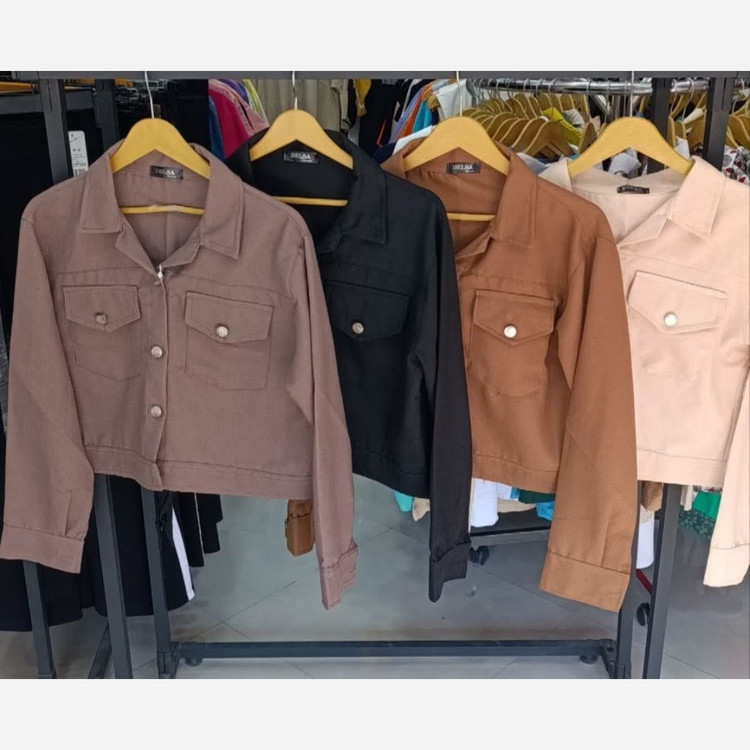 کت کراپ زنانه جنس کتان فری سایز