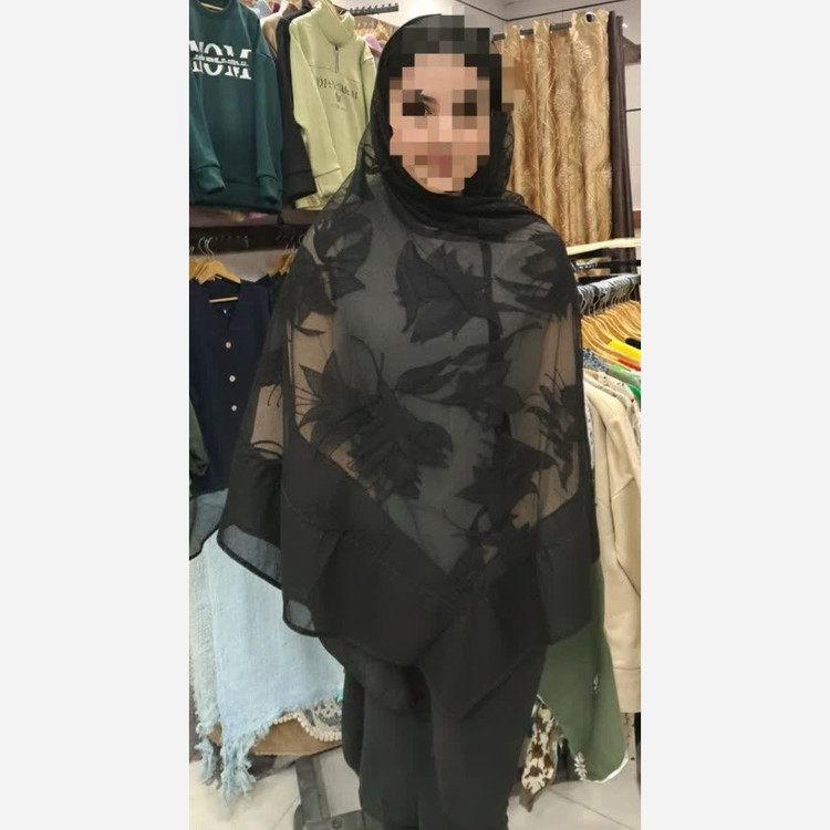 روسری شیشه ای مجلسی توری زنانه طرح دار کد 379
