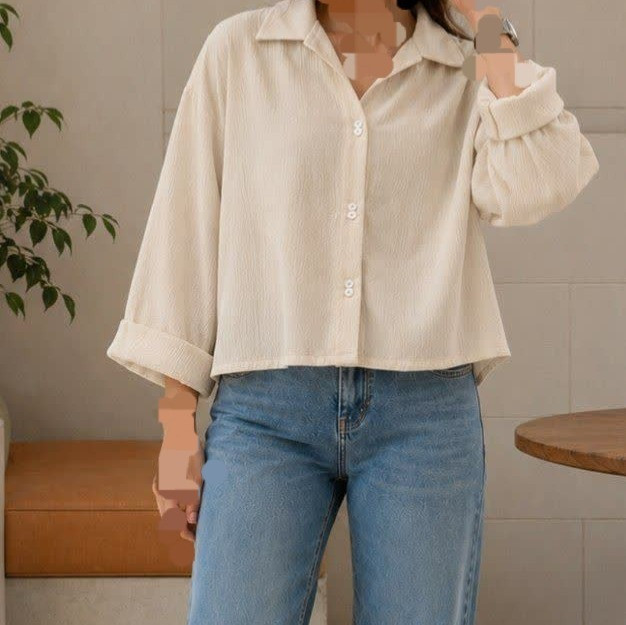 شومیززنانه باکسی کوتا مدل آستین سه رب