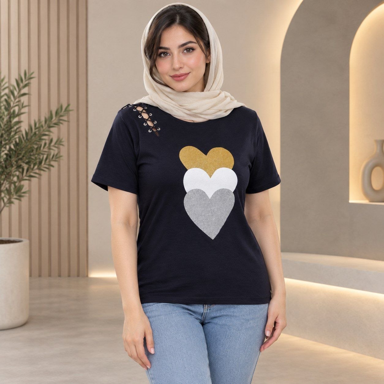 تاپ زنانه مدل پرچی طرح قلب کد 171