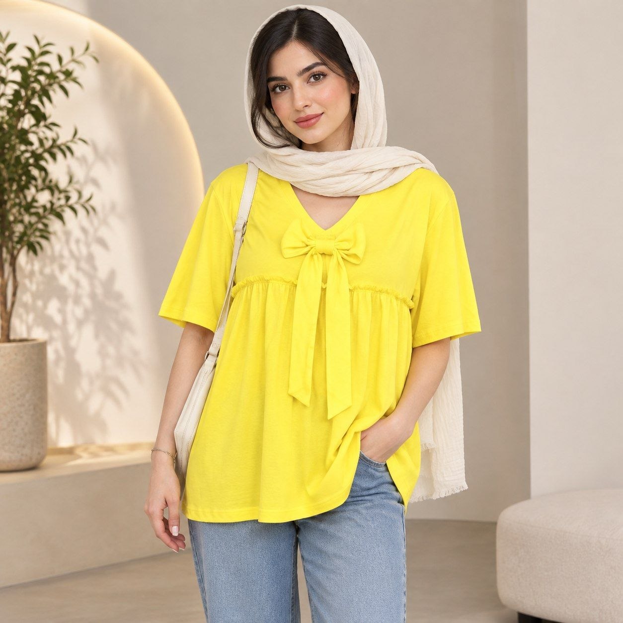 تیشرت زنانه مدل پاپیونی وارداتی فری سایز کد 204
