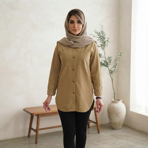 مانتو کتان زنانه فری سایز کد 400