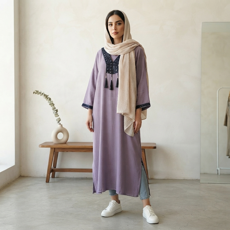 کفتان ساحلی بلند با رنگبندی متنوع(عبا کفتان ساحلی لباس مانتو ماکسی سرافون بندری